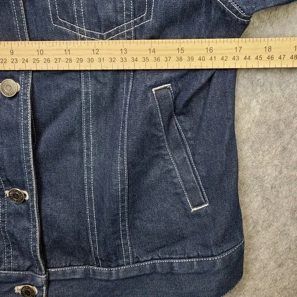 Vintage Lauren Ralph Lauren Trucker Jacket Women's Petite M Blue Denim Y2K - Picture 7 of 10